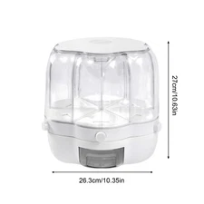 6-Grid Rotating Dry Food Dispenser Kitchen Rice Flour Sugar Grain Storage Bucket