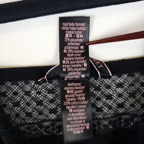 Peluche Victoria Secret para mujer mediano de encaje negro correas ajustables poliamida suave - Imagen 12 de 13