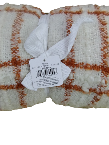 Place & Time Modern Folk Rust and Cream Throw Blanket (50 x 60 in) New w/Tags - Picture 6 of 7