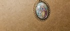 VINTAGE LIMOGES FRANCE HAND PAINTED PORCELAIN VICTORIAN COUPLE CAMEO PENDANT