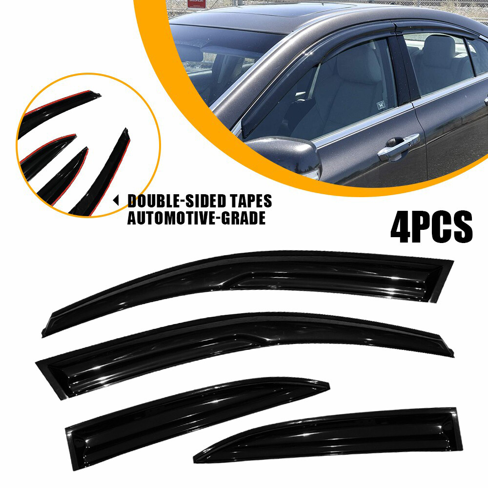 2-Piece JDM Mugen Black Window Visor Rain Guard for 2004-2008 Acura TSX Sedan