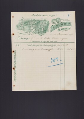 Elberfeld, invoice 1899, Peter Schulte manufactured goods in bulk