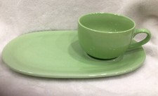 Set Of Solid Lime Green Soup and Sandwich Plate Combo