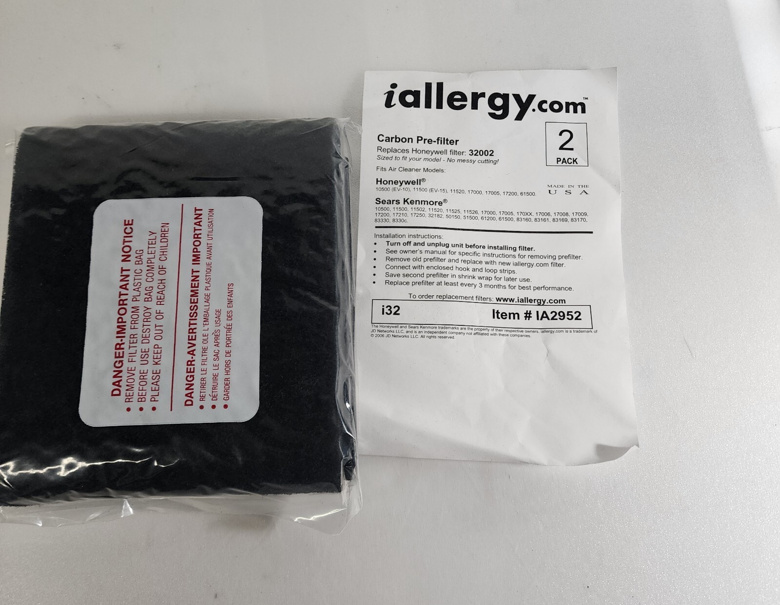 Honeywell Air Purifier Carbon Pre-filter 2-Pack