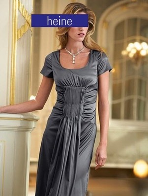 NEU SCHWARZ! LUXUS ETUIKLEID aus SATIN COCKTAILKLEID gerafft 34 38 HEINE *069754