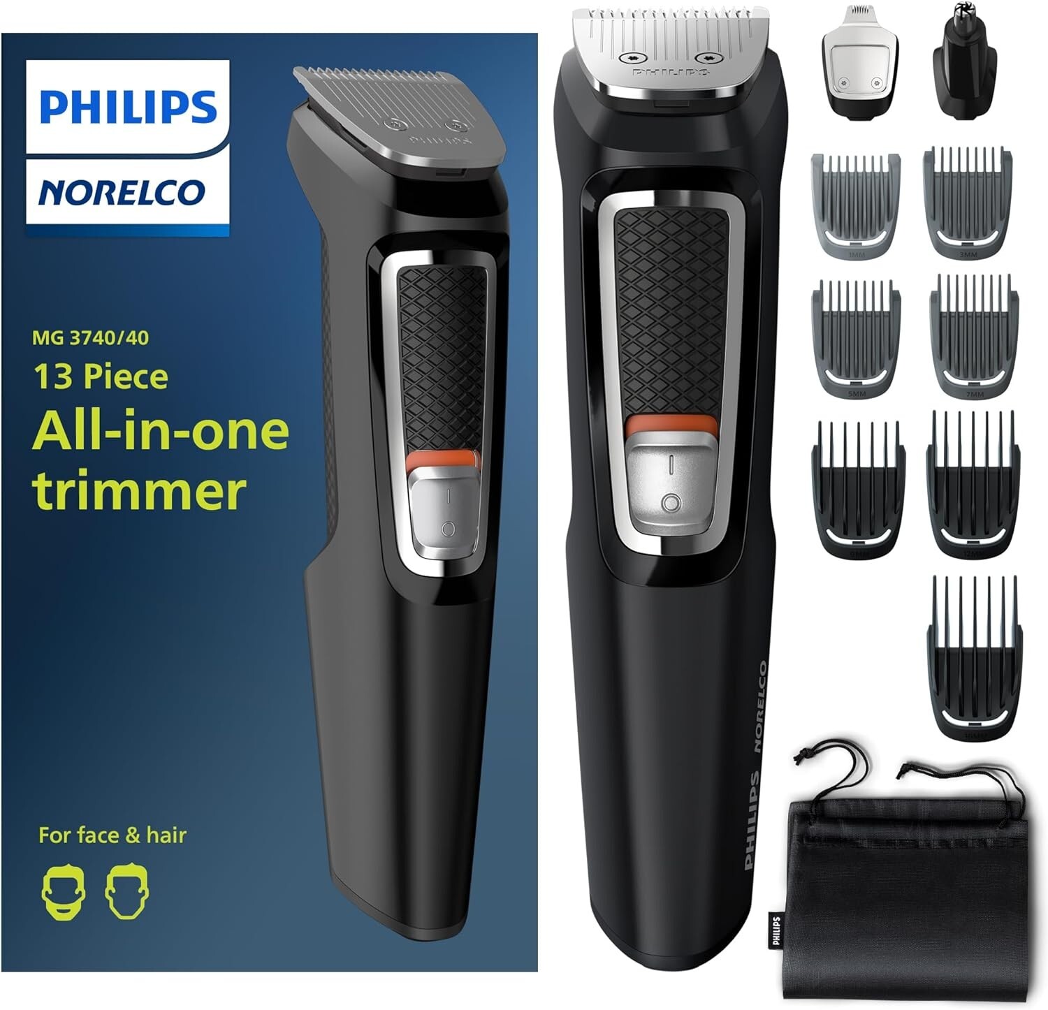 Philips Norelco Beard Trimmer MG3740/40 - Cordless Grooming,