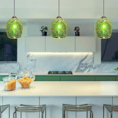 Vintage Glass Ceiling Hanging Pendant Light Shade Green Mosaic Lighting K424 - Picture 8 of 13