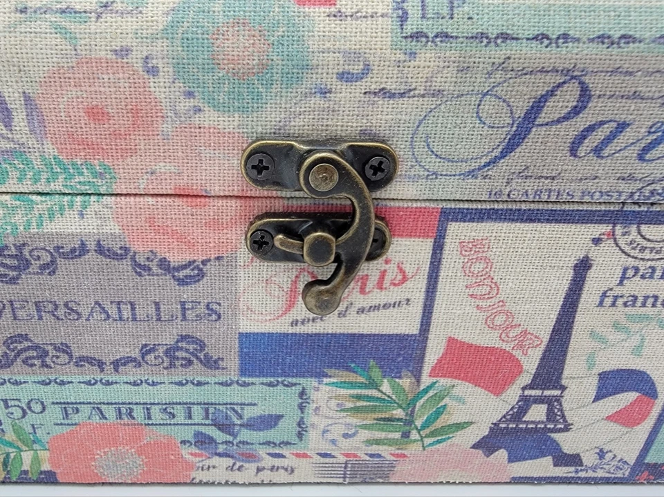 Небольшой французский сундук для хранения из ткани и кожи - Изображение 3 из 4