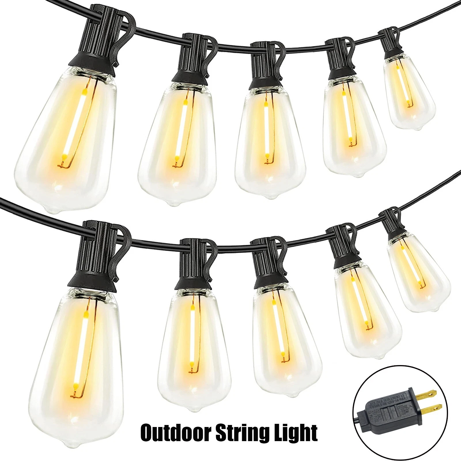 Outdoor String Lights 50ft LED ST38 Warm Edison String Lights Outdoor, US Ship
Opens in a new window