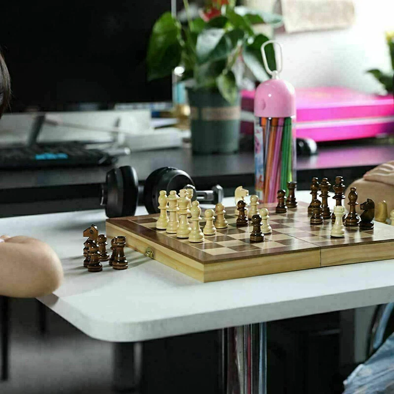 3 in 1 Chess Wooden Set Folding Chessboard|Backgammon|Draughts Wood Board Game . - Image 3 of 4