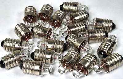 20 Pack - E10 Bulbs Yellow Light Mini Screw Base Bulb 3V / 0.3A