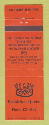 Matchbook Cover - Breakfast Queen Restaurant Denver Colorado