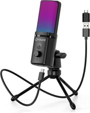 USB Gaming Microphone RGB Condenser with Tripod Stand