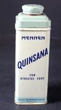 Vintage Quinsana Talcum for Athlete's Foot 4 ounce Tin with powder by Mennen