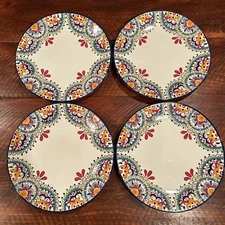 Dash of That Colorful Boho Floral Dinner Plates Stoneware Elle Bohemian Set 4