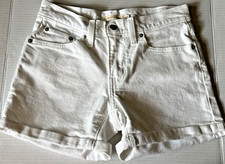 Levi's White Jean Shorts Stretch Denim Mid Rise Cuffed Women's Size 27