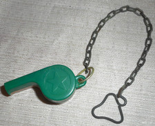 All American Plastic Whistle Green Yellow USA Made Metal Link 8" Wardrobe Chain