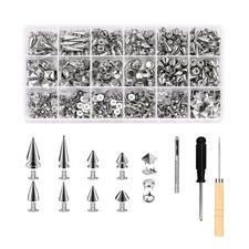 455PCS Pyramid Dome Cone Spikes Studs Kit for Punk DIY Clothing Accessories