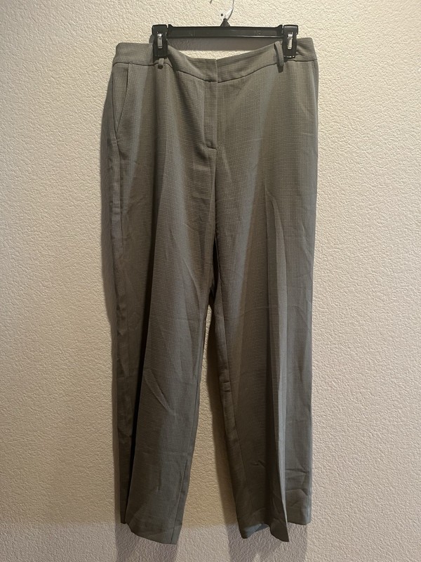 Evan-Picone Women's Gray Check Dress Pants Straight Leg Polyester Rayon