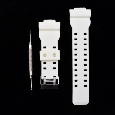 Ersatz Uhrenarmband mit Stiften für 16 mm G Shock GA-100 G-8900 GW-8900 Weiß