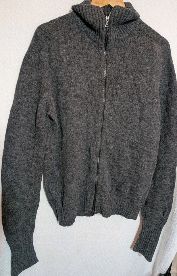 Prada Sweater Cardigan Size 54, Made In Italy Full Zipper Wool Distressed holes - Image 2 of 4