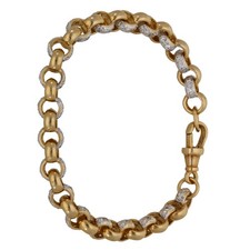 9ct Gold Bracelet 16.95g Belcher Cubic Zirconia 16cm - Fully Hallmarked