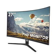 27" Curved Monitor, FHD 1920x1080P VA Panel, 27 inch Black 1800R FHD 100Hz