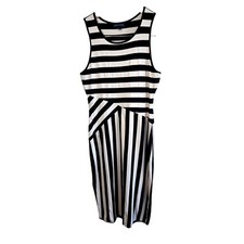 Medium Kelly Renée Black & White Striped Fitted Midi Dress