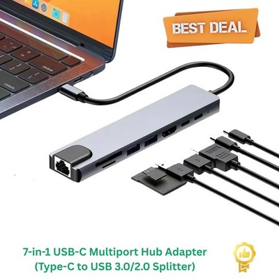7 in 1 Multiport USB-C Hub TypeC To USB 3.0 2.0 Multi-hub Dock Splitter Adapter.