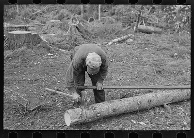 Photo:Effie Minnesota 1937 Pulpwood Marking Logging Camp Lumberjack