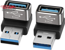 90 Degree USB 3.0 Adapter 2 Pack, Up and Down Right Angle USB Type-A Male to F
