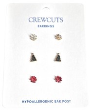 J.Crew Crewcuts Girl's Festive Stud Earring Set Christmas Red Green Multi New