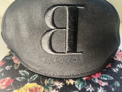 Black Unisex Snapback Cap with ''B'' Beyonce Logo and Floral Wrapped Brim