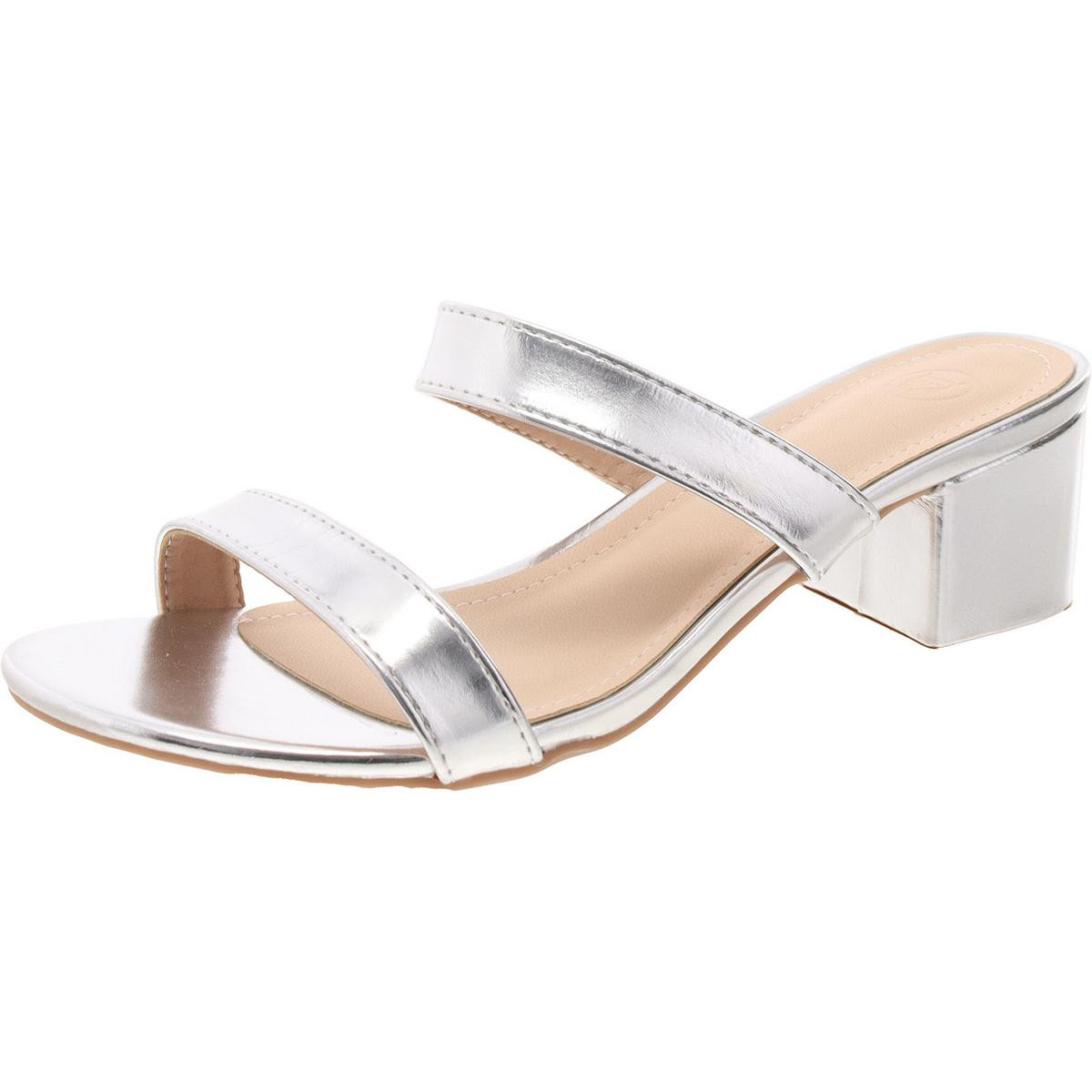 Женские серебристые туфли на блочном каблуке из искусственной кожи Dadawen, средний размер 38 (B, M), BHFO 5895