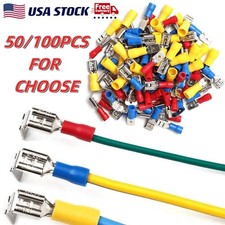 50/100PCS Vinyl Piggy Back Insulated Spade Terminals Wire Crimp Connectors