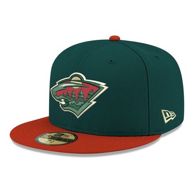 Men's New Era  Green Minnesota Wild Core Logo Two-Tone 59FIFTY Fitted Hat
