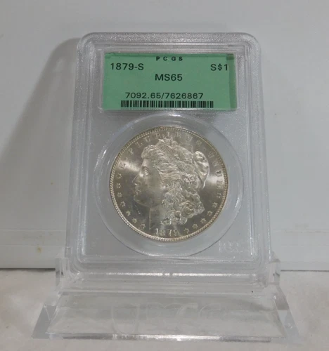 GREEN LABEL!  1879-S  MORGAN Silver Dollar, PCGS MS-65!
