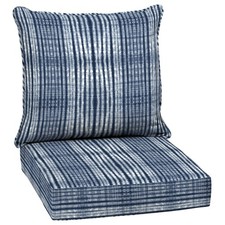 Outdoor Deep Seat Cushion Set 24x24 Blue Shibori Stripe Arden
