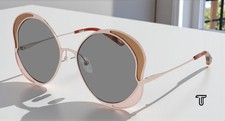 CHLOE CH0024S 002 Round Gold Pink Grey 60 mm Women's Sunglasses