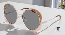 CHLOE CH0024S 002 Round Gold Pink Grey 60 mm Women's Sunglasses
