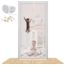 Reinforced Cat Screen Door, 32  X82  Heavy Duty Pets Proof Screen Door with Bi...
