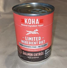 Lot Of 2 KOHA Limited Ingredient Diet Salmon w/ Pumpkin Entrée for Dogs 13oz Can
