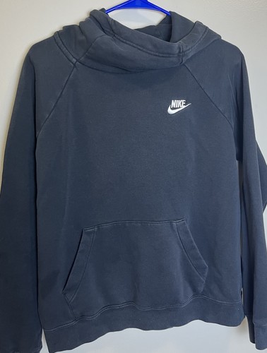 Nike Women’s Hoodie Sweatshirt Medium Funnel Neck Black Soft - Picture 2 of 8
