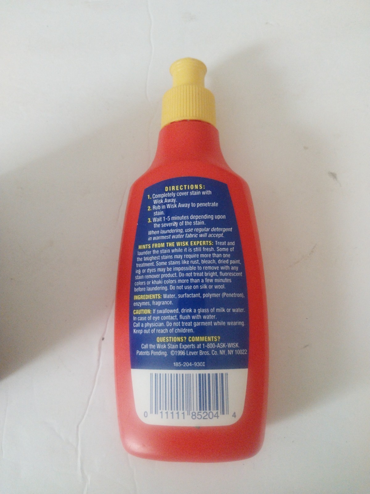 Wisk Away vintage sample pre-wash laundry stain remover (4 oz.) 1996 ...