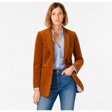 J.Crew Long Parke Corduroy Blazer Womens 10 Brown Single Button Tailored Office