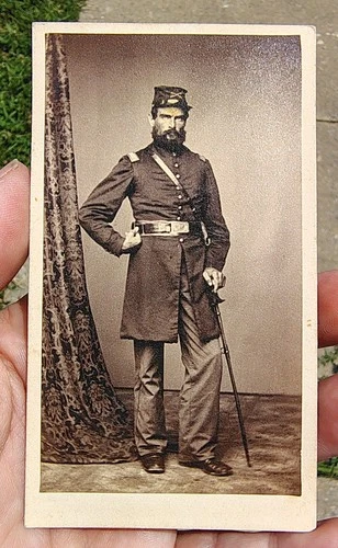 Antique Civil War CDV Military Soldier Or General Amazing Uniform US History
