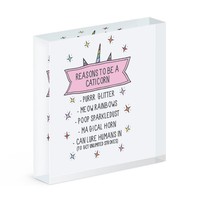 Reasons To Be A Caticorn Acryl Foto Block Rahmen Lustig Katze Einhorn