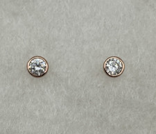 Crystal and Rose Gold Tone 925 Sterling Silver Stud Earrings