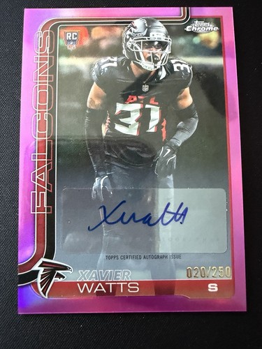 2025 Topps Chrome Xavier Watts Rookie Auto RC Pink Refractor 020/250 Falcons