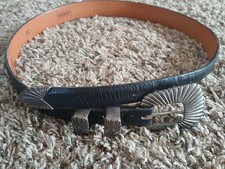 Vtg Douglas Magnus Sante Fe USA Sterling Silver 925 Heartline Buckle Belt Bison
